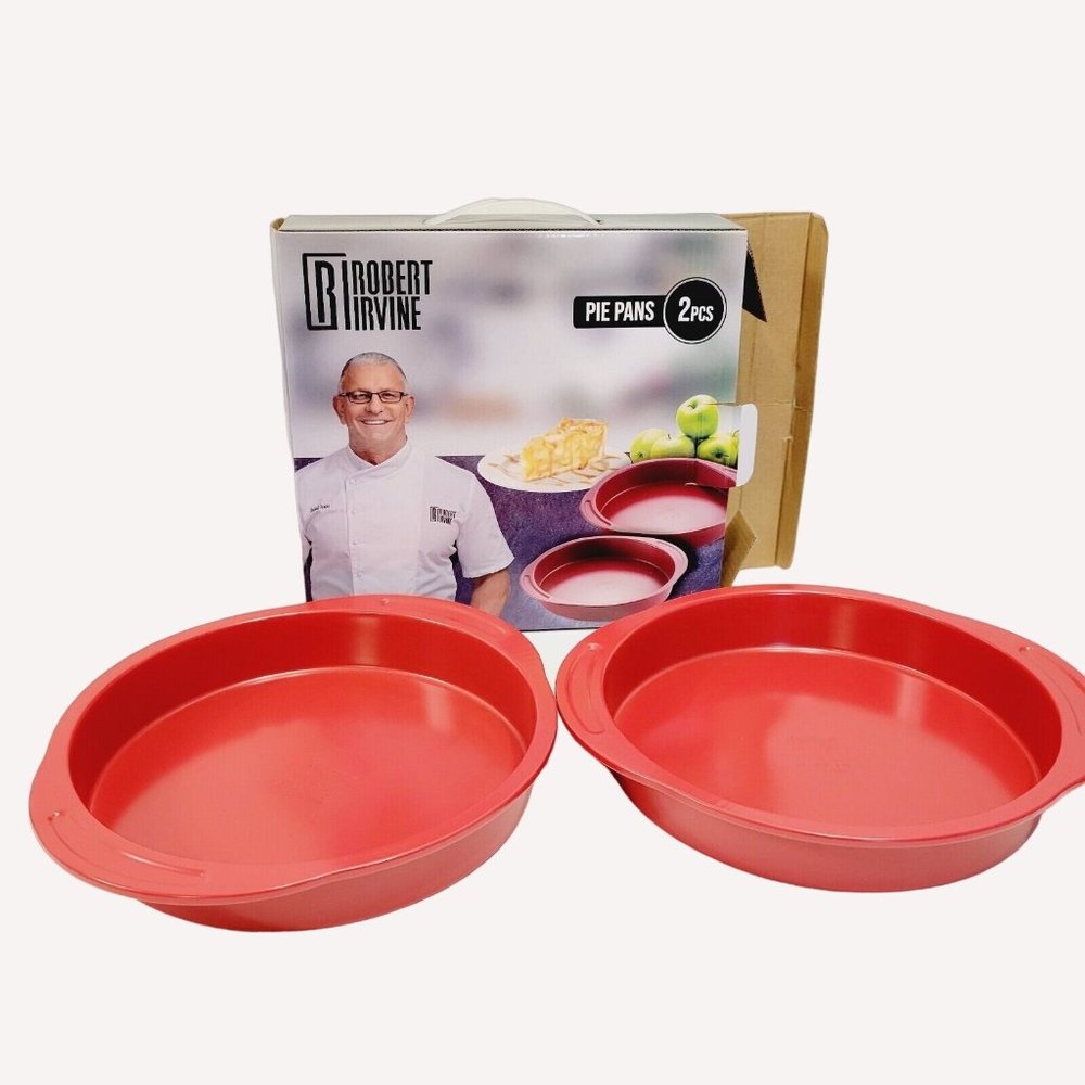 New Red Robert Irvine Round Pie Pan Set (2)